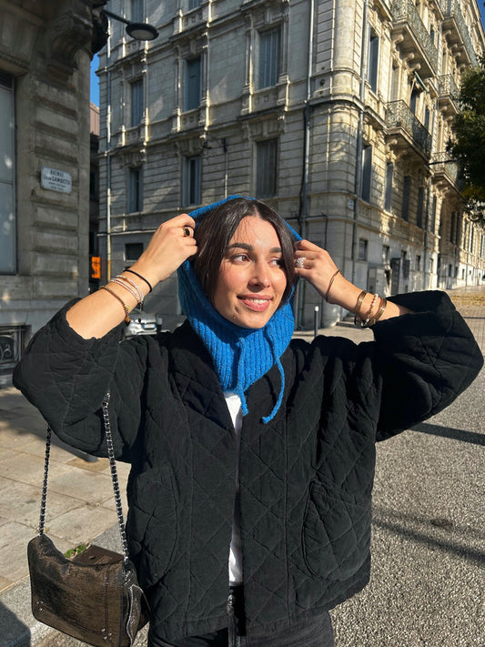 Cagoule en Laine Bleu Roi Léna