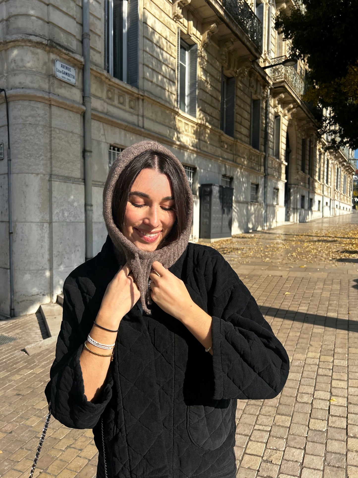 Cagoule en Laine Taupe Léna