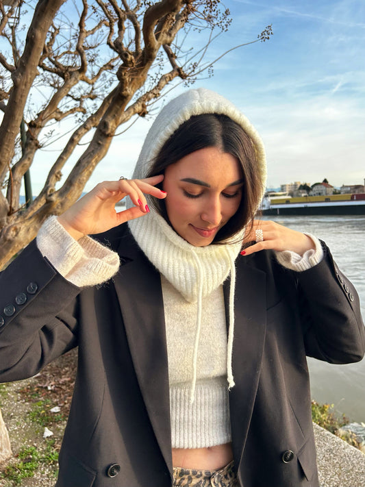 Cagoule en Laine Blanche Léna