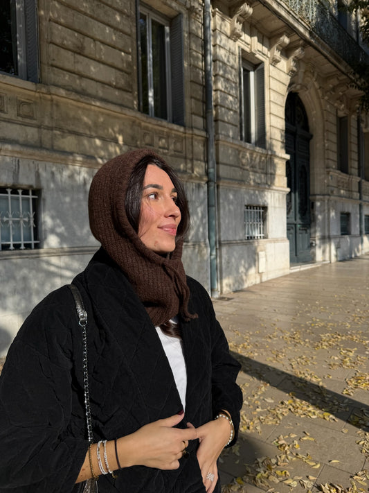 Cagoule en Laine Chocolat Léna