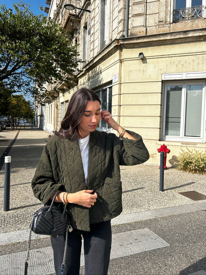 Veste en Velours Kaki Laurette