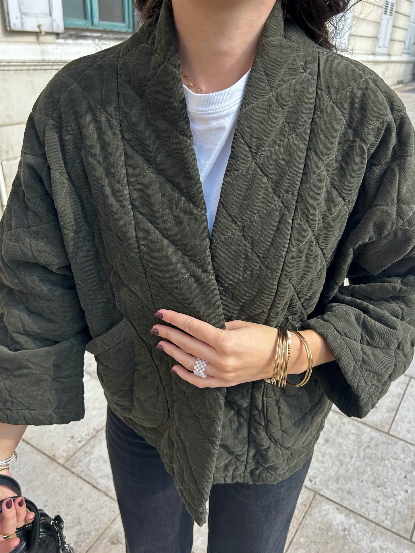 Veste en Velours Kaki Laurette