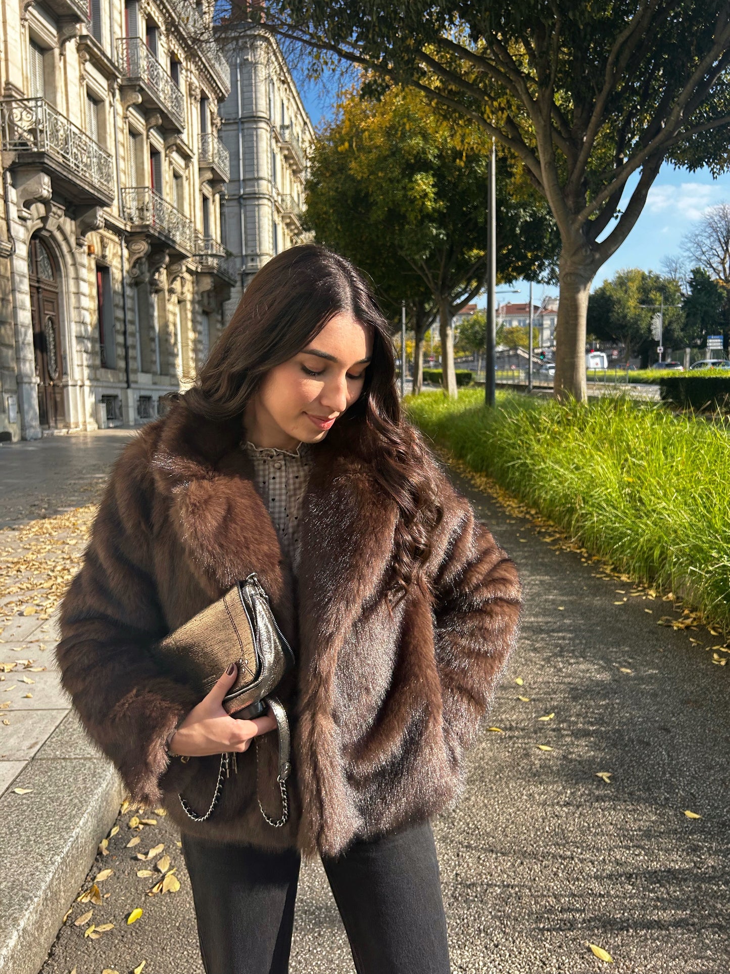 Manteau en fausse fourrure Chocolat Kani