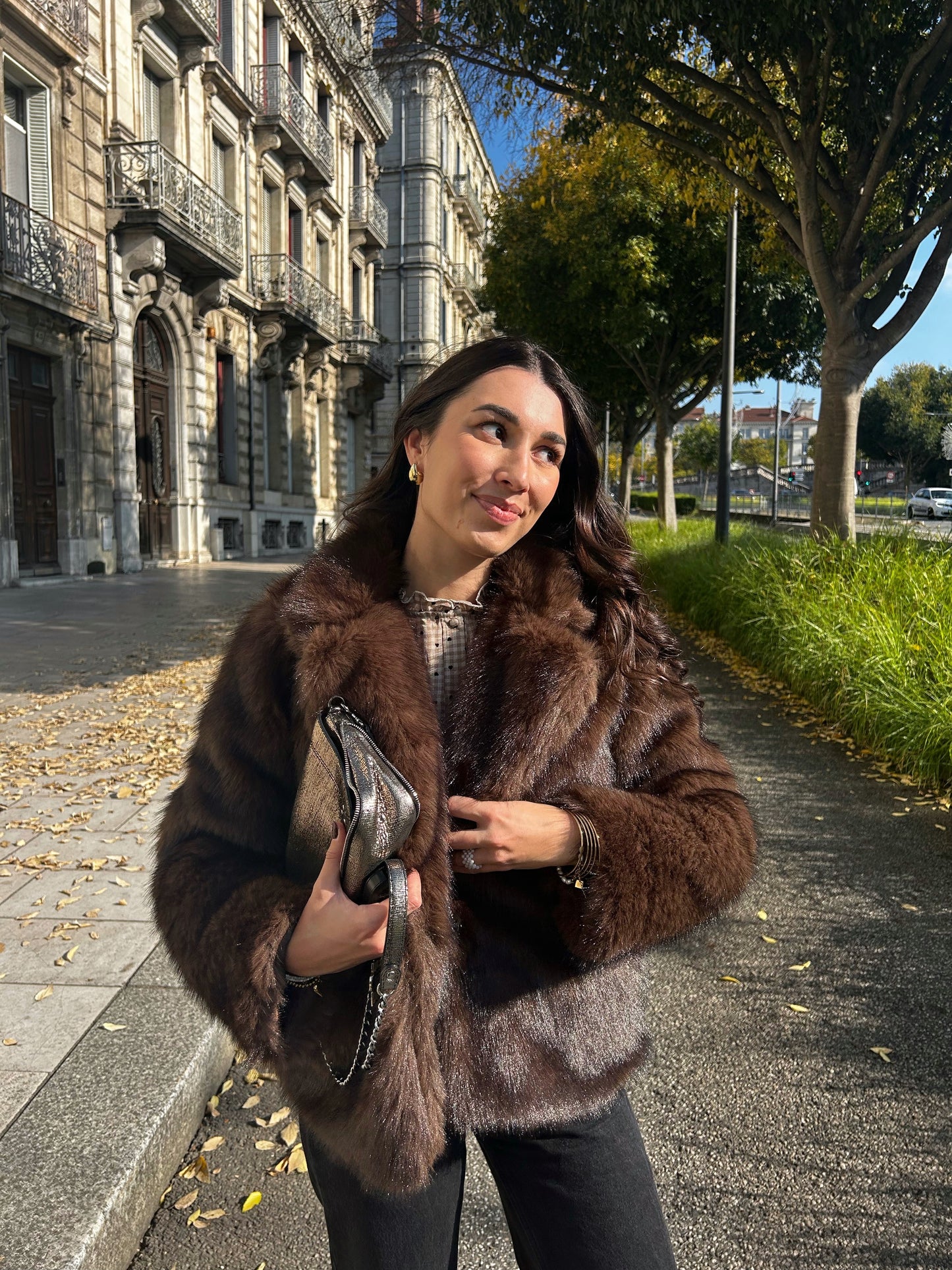 Manteau en fausse fourrure Chocolat Kani