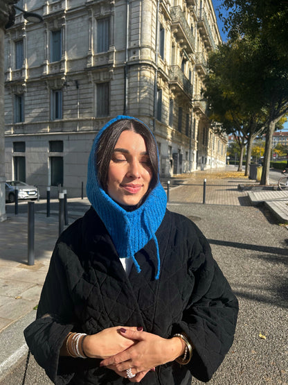 Cagoule en Laine Bleu Roi Léna