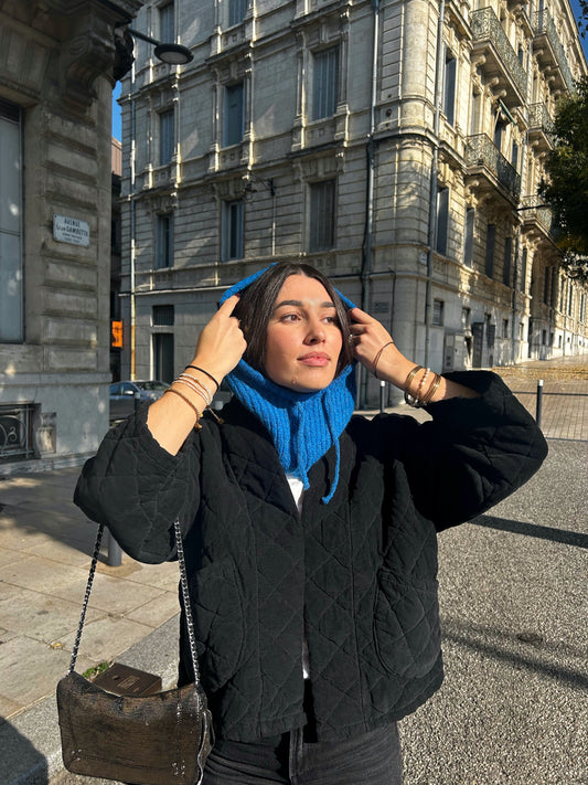 Cagoule en Laine Bleu Roi Léna