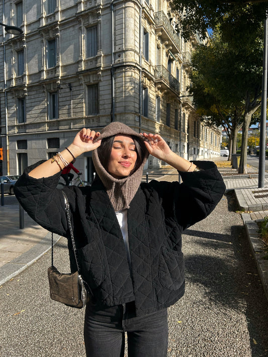 Cagoule en Laine Taupe Léna