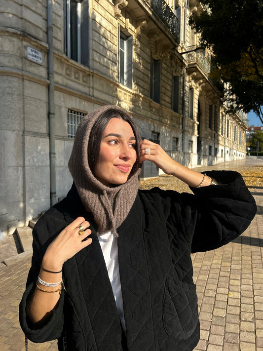 Cagoule en Laine Taupe Léna