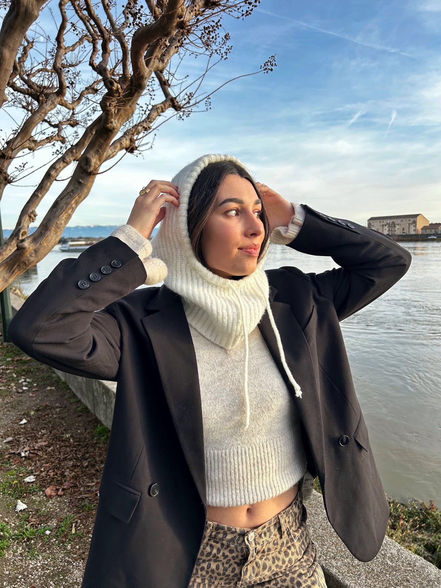 Cagoule en Laine Blanche Léna