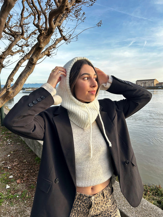 Cagoule en Laine Blanche Léna