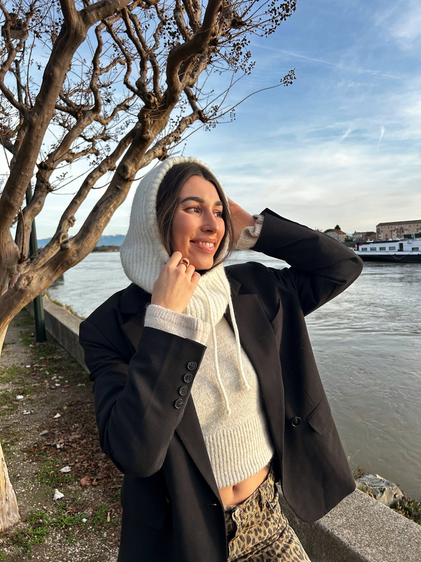 Cagoule en Laine Blanche Léna